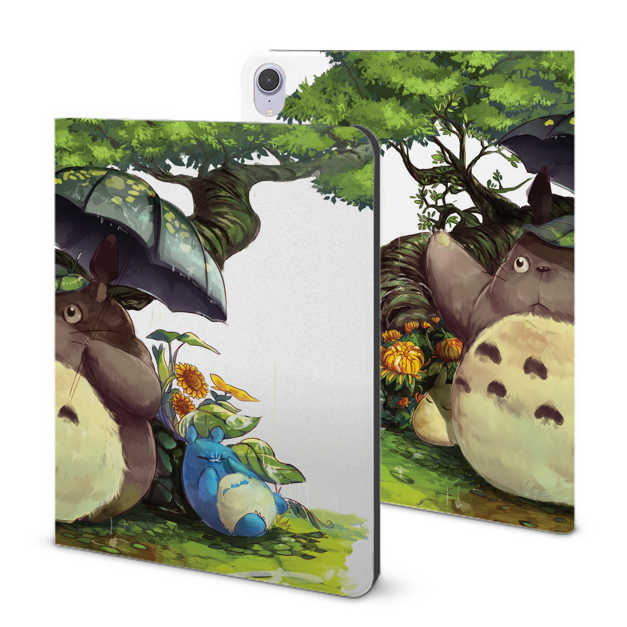 （画像用） となりのトトロ 草壁メイ 草壁サツキ My Neighbor Totoro Satsuki Kusakabe Mei Kusakabe IPad ケース ブック型 PUレザー TPU 耐衝撃 軽量 薄型 ペン収納なし 全面保護 IPad 各モデル対応
